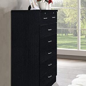 HODEDAH IMPORT HI70DR Black 7 with Locks On 2-Top Chest of Drawers