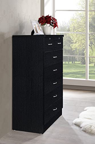 HODEDAH IMPORT HI70DR Black 7 with Locks On 2-Top Chest of Drawers