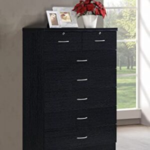 HODEDAH IMPORT HI70DR Black 7 with Locks On 2-Top Chest of Drawers