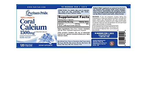 Puritan's Pride Triple Strength Coral Calcium 1500 mg-120 Capsules