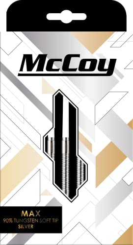 McCoy Darts D6074 Max | Premium 90% Tungsten Soft Tip Darts Set | Silver 18g