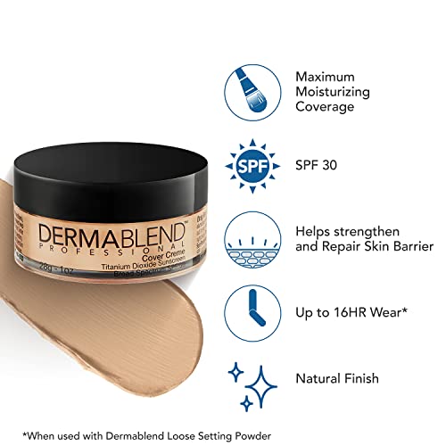 Dermablend Cover Creme High Coverage Foundation with SPF 30, 10N Warm Ivory, 1 Oz.
