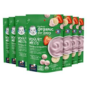 gerber baby snacks organic yogurt melts, banana & strawberry, 1 ounce (pack of 7)