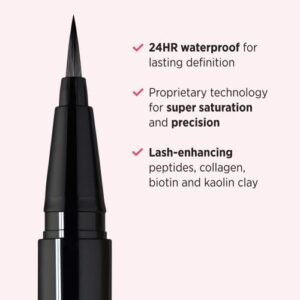 IT Cosmetics Superhero Liquid Eyeliner Pen, Black - 24-Hour Waterproof Formula Won’t Smudge or Fade - With Peptides, Collagen, Biotin & Kaolin Clay - 0.03 fl oz