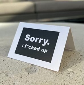 i’m sorry apology card – forgive me notecard – funny cute greeting card gift for him & her – large size [5×7 in] sorry cards, white, 5 x 7 inches