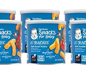 Gerber Lil Crunchies Variety Pack, 2 Garden Tomato, 2 Apple Sweet Potato, 2 Mild Cheddar, 1.48 OZ each (6 CT)