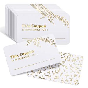 50 blank coupon cards – for him, her, husband, wife, mom, dad, mother’s day gift certificates vouchers loyalty cards employee appreciation gifts – great for spas, restaurants, hair salons (3.5”x2”)