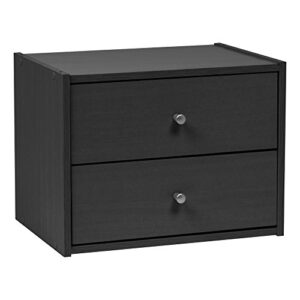 iris usa 2-drawer modular wood stacking storage box, for office closet and nightstand, easy assembly, stacking storage boxes, black