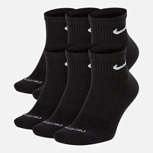 nike sx6899-010: men’s everyday cushion ankle 6 pack black/white socks (large)