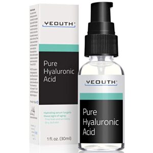 100% pure hyaluronic acid serum for face, hydrating serum for wrinkles, dark spots & dull skin, anti aging serum & facial skin care products, face serum for women & men, face care by yeouth