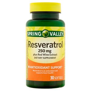 Spring Valley Resveratrol Plus Red Wine Extract Softgels, 250mg, 30 Count