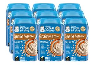 gerber cereal for baby 1st foods grain & grow oatmeal cereal, made with whole grains & essential nutrients, non-gmo, for supported sitters, 8-ounce canister (pack of 9)