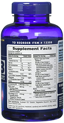 Glucosamine, Chondroitin & MSM with Omega 3, 6, 9, Supports Joints to Promote Joint Comfort and Flexibility, 120 Count by Puritan's Pride