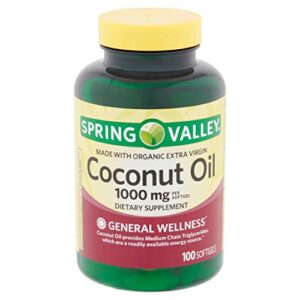 spring valley extra virgin coconut oil, 1,000 mg, 100 softgels