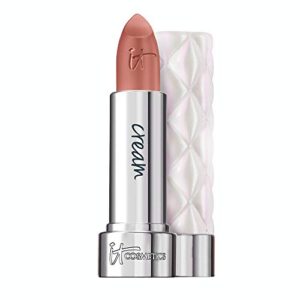 it cosmetics pillow lips lipstick, vision – light peach nude with a cream finish – high-pigment color & lip-plumping effect – with collagen, beeswax & shea butter – 0.13 oz