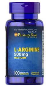 puritans pride l-arginine 500 mg, heart health support, 100 count