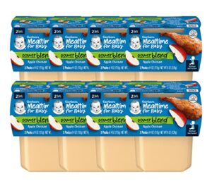 gerber mealtime for baby 2nd foods powerblend baby food tubs, apple chicken, unsweetened with no added colors or flavors, 2 – 4 oz tubs/pack (pack of 8)