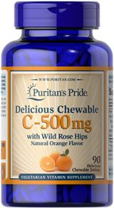 puritans pride chewable vitamin c-500 mg with rose hips chewables, 90 count