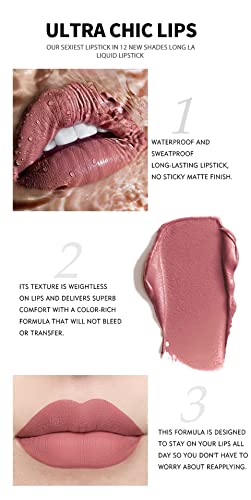 BAISEN DIARY 12 Colors Book Style Velvet Matte Liquid Lipstick Gift Set Long-Lasting Non-Stick Cup Not Fade Shimmer Nude Lip Gloss Thanks For the Love Lip Set (Set A)