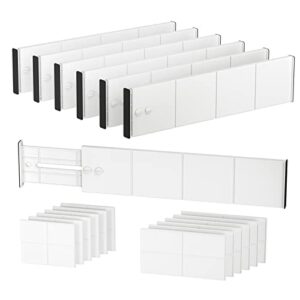 arstpeoe drawer dividers with 12 inserts,16.9-23″, drawer dividers for clothes, expandable kitchen drawer organizer,adjustable drawer separators for bedroom bathroom dresser (6 pack)