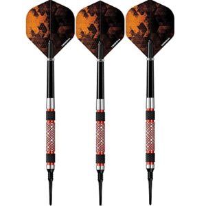 designa darts solor rays v2 | 90% tungsten barrel soft tip dart set with shafts and flights, m1, 20g (d9421)
