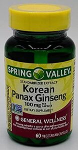 springvalley korean panax ginseng – supports energy, immune function, and brain function – 60 capsules