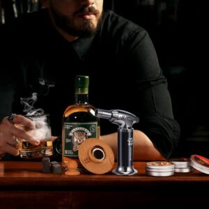 Cocktail Smoker Kit with Torch by HISMOK - 22 PCS Bourbon Whiskey Smoker Kit with 6 Wood Chips & 4 Marble ICES,Old Fashioned Cocktail Kit Birthday/Valentines Day Gifts for Him/Dad/Husband(No Butane)