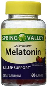 spring valley adult gummy melatonin 5mg – natural strawberry flavor – single bottle with 60 gummies