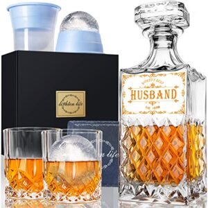 lighten life gifts for husband,birthday gift for husband,anniversary wedding gifts for him from wife,valentines day gift for husband,whiskey decanter set for husband in gift box