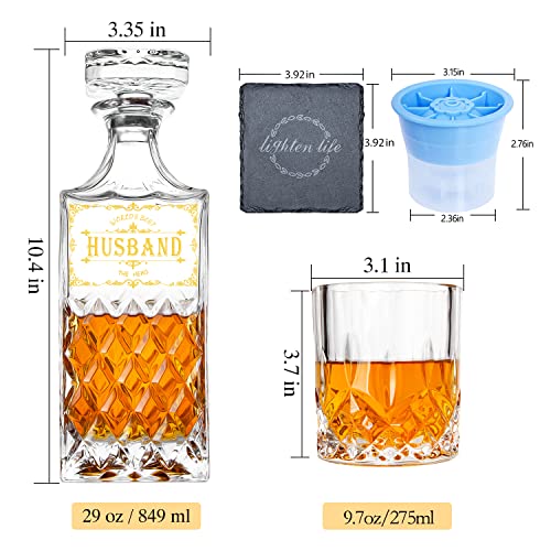Lighten Life Gifts for Husband,Birthday Gift for Husband,Anniversary Wedding Gifts for Him from Wife,Valentines Day Gift for Husband,Whiskey Decanter Set for Husband in Gift Box