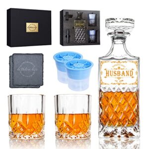 Lighten Life Gifts for Husband,Birthday Gift for Husband,Anniversary Wedding Gifts for Him from Wife,Valentines Day Gift for Husband,Whiskey Decanter Set for Husband in Gift Box