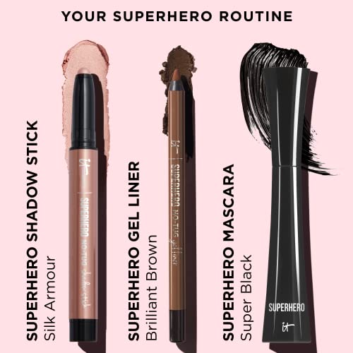 IT Cosmetics Superhero No-Tug Waterproof Eyeshadow Stick, Silk Armor - Warm Rose Gold - Longwear, Blendable Cream Eyeshadow with Built-In Primer - Suitable for Sensitive Eyes - 0.05 oz