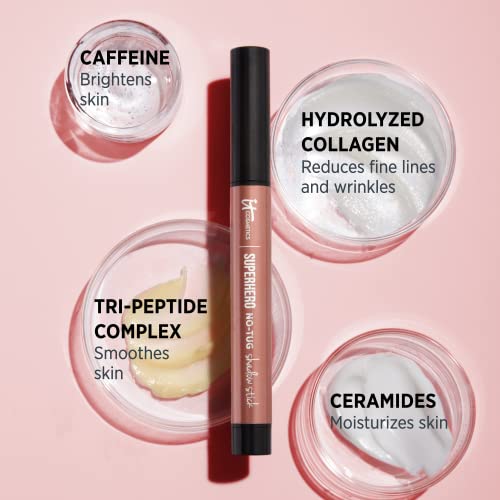 IT Cosmetics Superhero No-Tug Waterproof Eyeshadow Stick, Silk Armor - Warm Rose Gold - Longwear, Blendable Cream Eyeshadow with Built-In Primer - Suitable for Sensitive Eyes - 0.05 oz