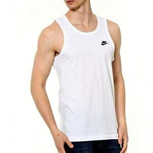 nike men’s club tank top (medium, white/black)