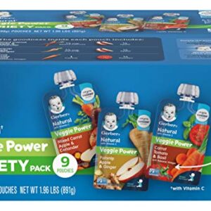 Gerber Natural Veggie Power Baby Food Pouch Variety Pack, 1.96 LB