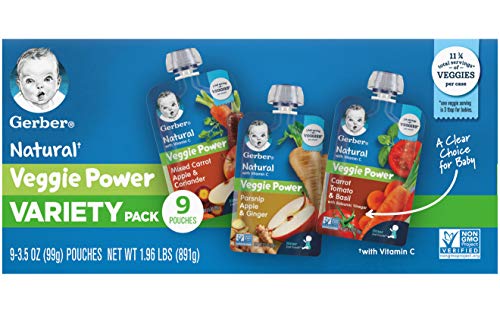 Gerber Natural Veggie Power Baby Food Pouch Variety Pack, 1.96 LB