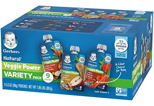 Gerber Natural Veggie Power Baby Food Pouch Variety Pack, 1.96 LB
