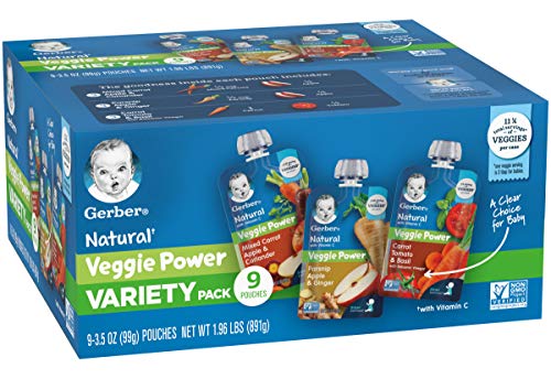 Gerber Natural Veggie Power Baby Food Pouch Variety Pack, 1.96 LB