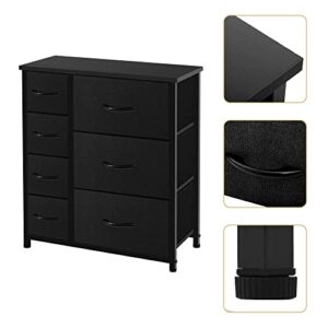 AZL1 Life Concept Vertical Dresser Storage Tower, Steel Frame, Wood Top, Easy Pull Fabric Bins-Organizer Unit for Bedroom, Hallway, Entryway, Closets-7 Drawers, Black