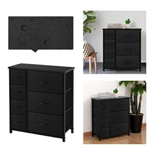 AZL1 Life Concept Vertical Dresser Storage Tower, Steel Frame, Wood Top, Easy Pull Fabric Bins-Organizer Unit for Bedroom, Hallway, Entryway, Closets-7 Drawers, Black