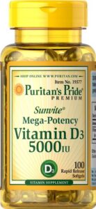 puritan’s pride 2 pack of vitamin d3 5000 iu puritan’s pride vitamin d3 5000 iu-100 softgels