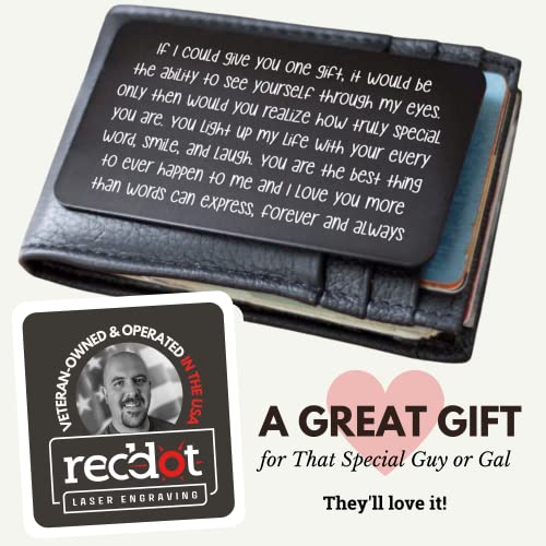 Engraved Wallet Love Note - Cute Anniversary Gifts for Him, Gift for Boyfriend, Hubby, Just Because I Love You, 6th or 10th Year Anniversary Gift for Husband, Deployment, or Long Distance Relationship