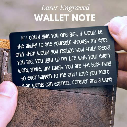 Engraved Wallet Love Note - Cute Anniversary Gifts for Him, Gift for Boyfriend, Hubby, Just Because I Love You, 6th or 10th Year Anniversary Gift for Husband, Deployment, or Long Distance Relationship