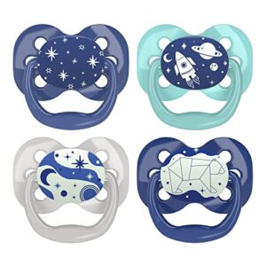 Dr. Brown's Advantage Symmetrical Pacifier with Air Flow, Blue Glow-in-the-Dark, 4-Pack, 0-6m