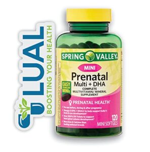 prioritize your health and baby’s development with spring valley mini prenatal multivitamin 120 softgels. includes luall fridge magnetic