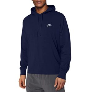 nike men’s nsw club pullover hoodie jersey, midnight navy/(white), xx-large