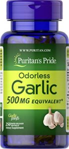 puritan’s pride odorless garlic 500 mg, 250 softgels by puritan’s pride, 250 count (5493)