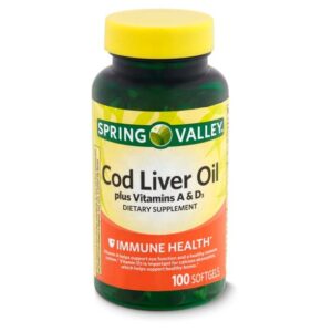 Spring - Valley Cod Liver Oil Plus Vitamins A & D3 - 100 Softgels Pack of 2