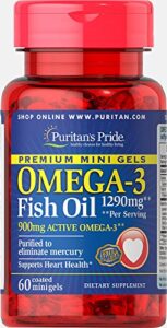 puritans pride omega-3 fish oil 1290 mg mini gels (900 mg active omega-3) per serving-60 coated softgels
