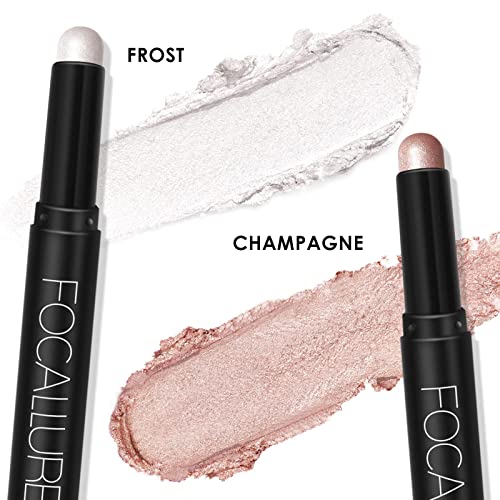 FOCALLURE 2 Pcs Shimmer Cream Eyeshadow Stick,Brightener Eyeshadow Pencil Crayon,Highlighter Eye Shadow Stick Sets with Crease-proof Formula,Long Lasting Waterproof Eye Shadow Make Up(Twilight)